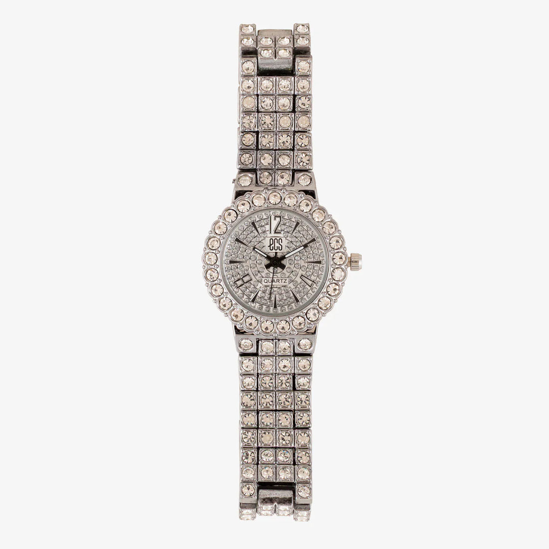 Women’s Stylish Watch – Round Dial Rhinestone Metal Strap Wristwatch