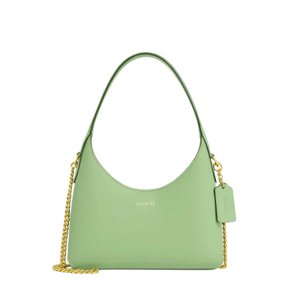 Coach Brooklyn Shoulder Bag – Green Leather Designer Handbag with Chain Strap