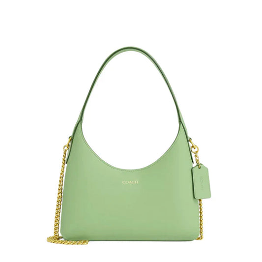 Coach Brooklyn Shoulder Bag – Green Leather Designer Handbag with Chain Strap