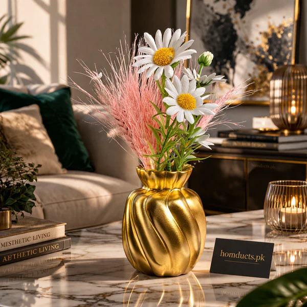 Elegant Wave Design Ceramic Vase – Luxury Modern Flower Vase for Home, Living Room & Tabletop (2 Variants)