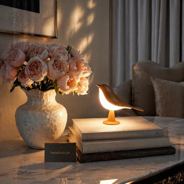 uxury Wooden Bird LED Table Lamp – Minimalist Ambient Night Light for Modern Home Decor